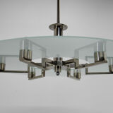 Functionalist 6-flamming Nickel-plated Chandelier, 1930s
