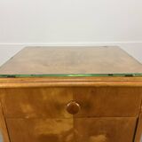 Pair of art deco burl bedside tables, 1930