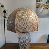 Large 1980s Lamp with Crystal Base/Vase/Handcrafted Lampshade - Unique Piece