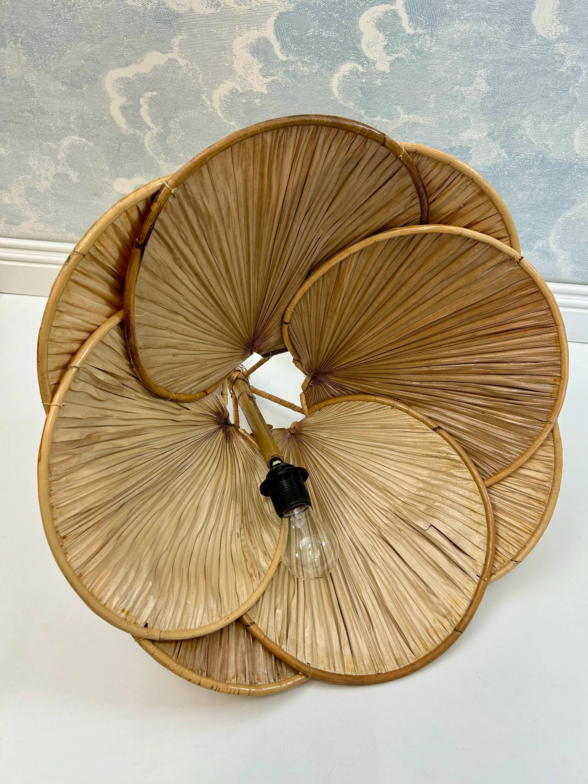Mid-century modern Uchiwa style bamboo suspension