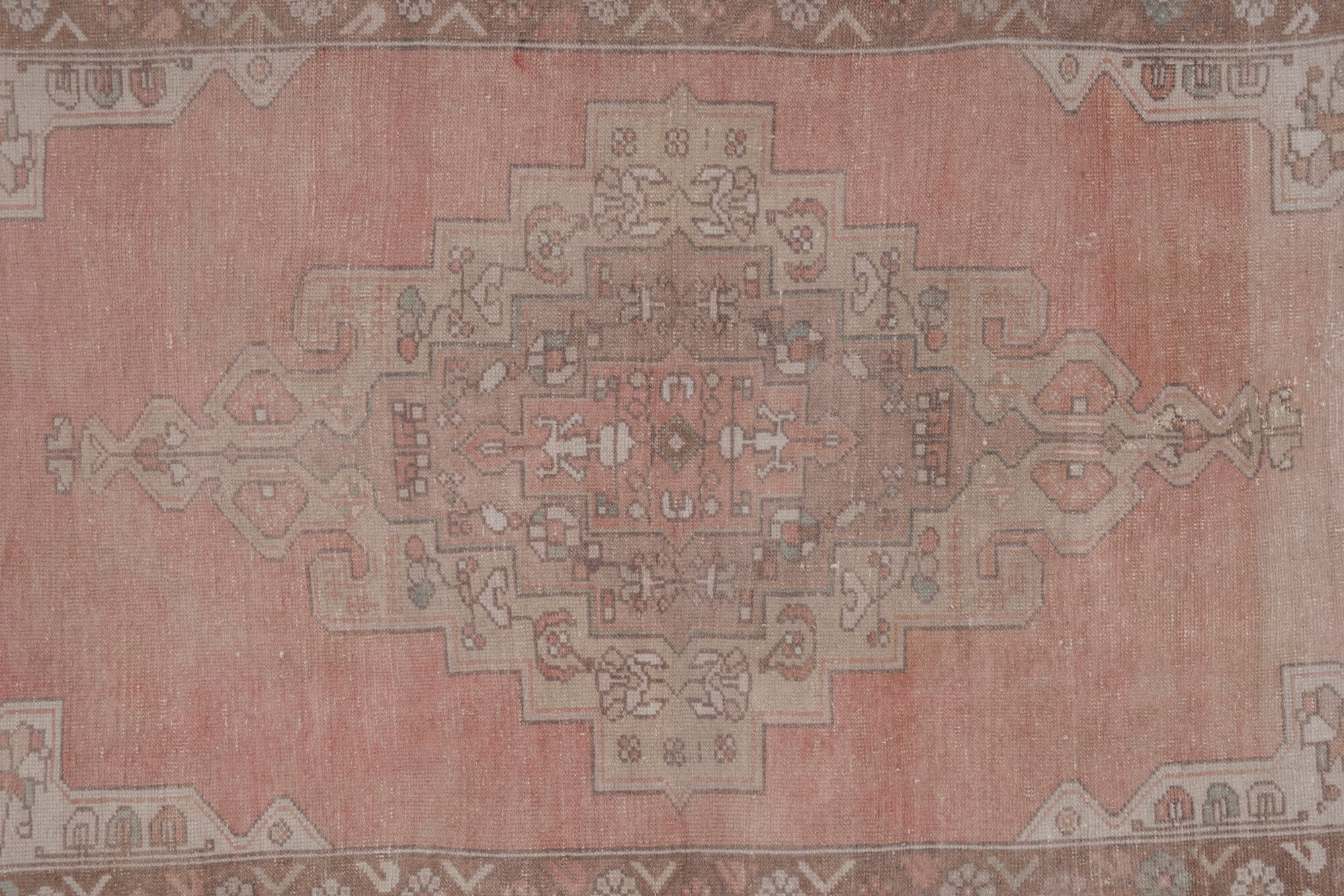 1970s vintage tan handwoven turkish oushak rug 128 x 217 cm