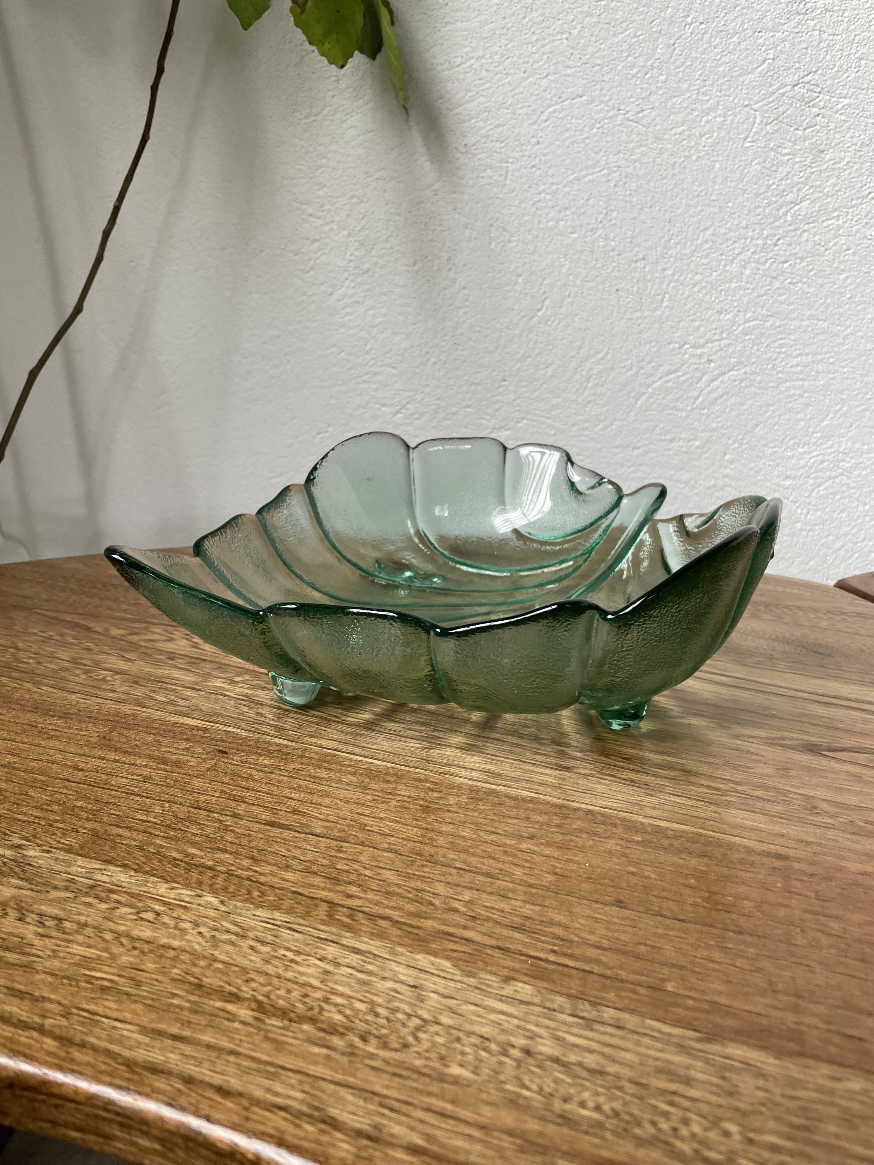 Tinted glass “leaf” dish
