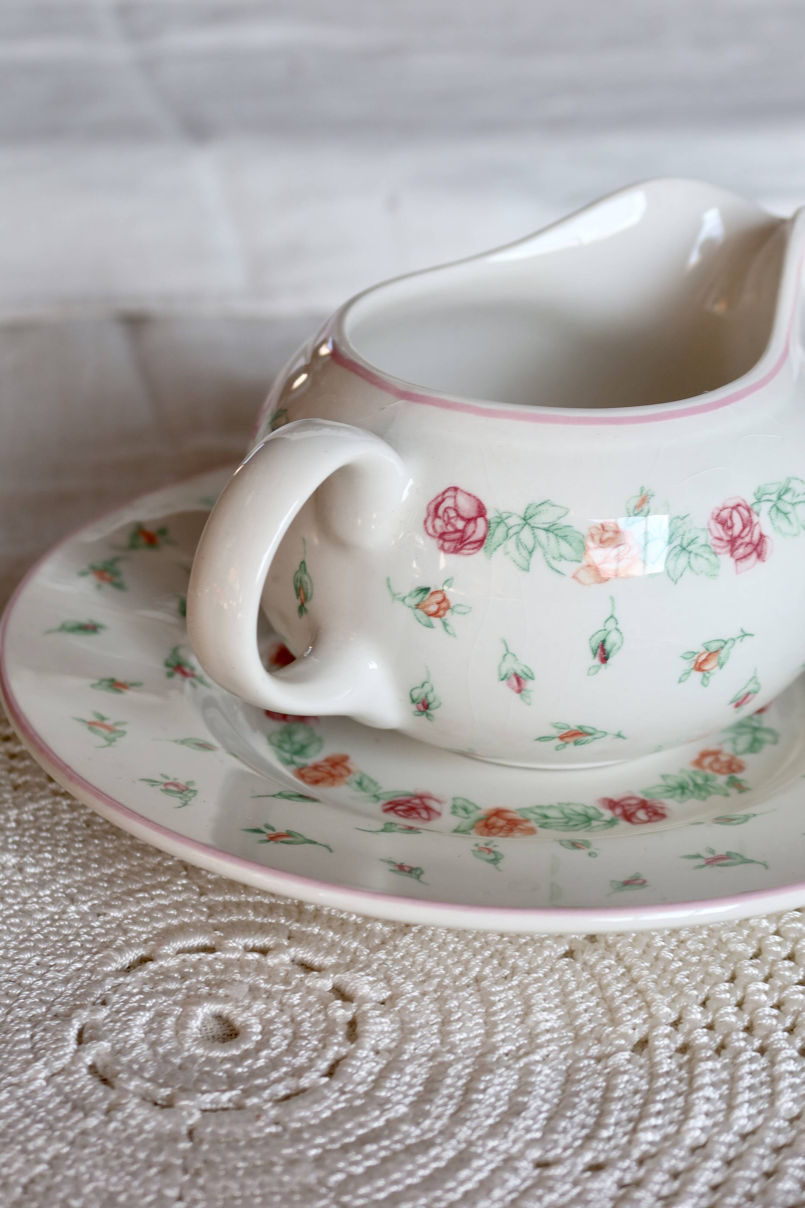Pot à lait vintage en porcelaine anglaise Laura Ashley - Motif Rosebud