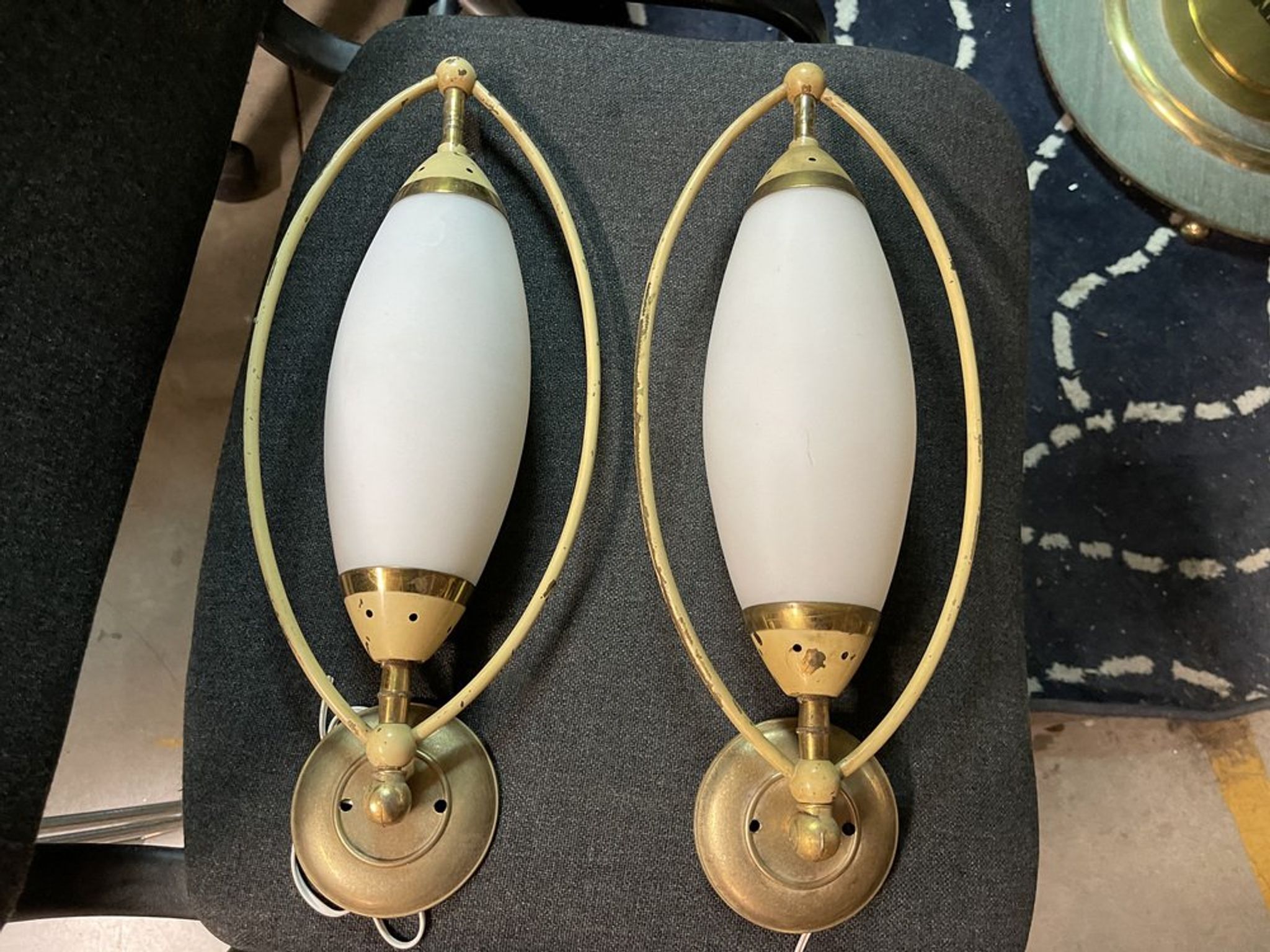 Italian opaline glass sconces