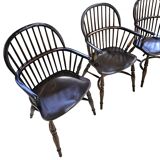 4 x Classic Georgian Bow and Stick Back Windsor Chair / Crinoline stretcher chairs