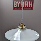 Old hanging lampshade in white opaline Art Deco 1930 Ø 25.5 cm