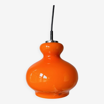 Lampe suspendue vintage Peill & Putzler, plafonnier orange, ère spatiale