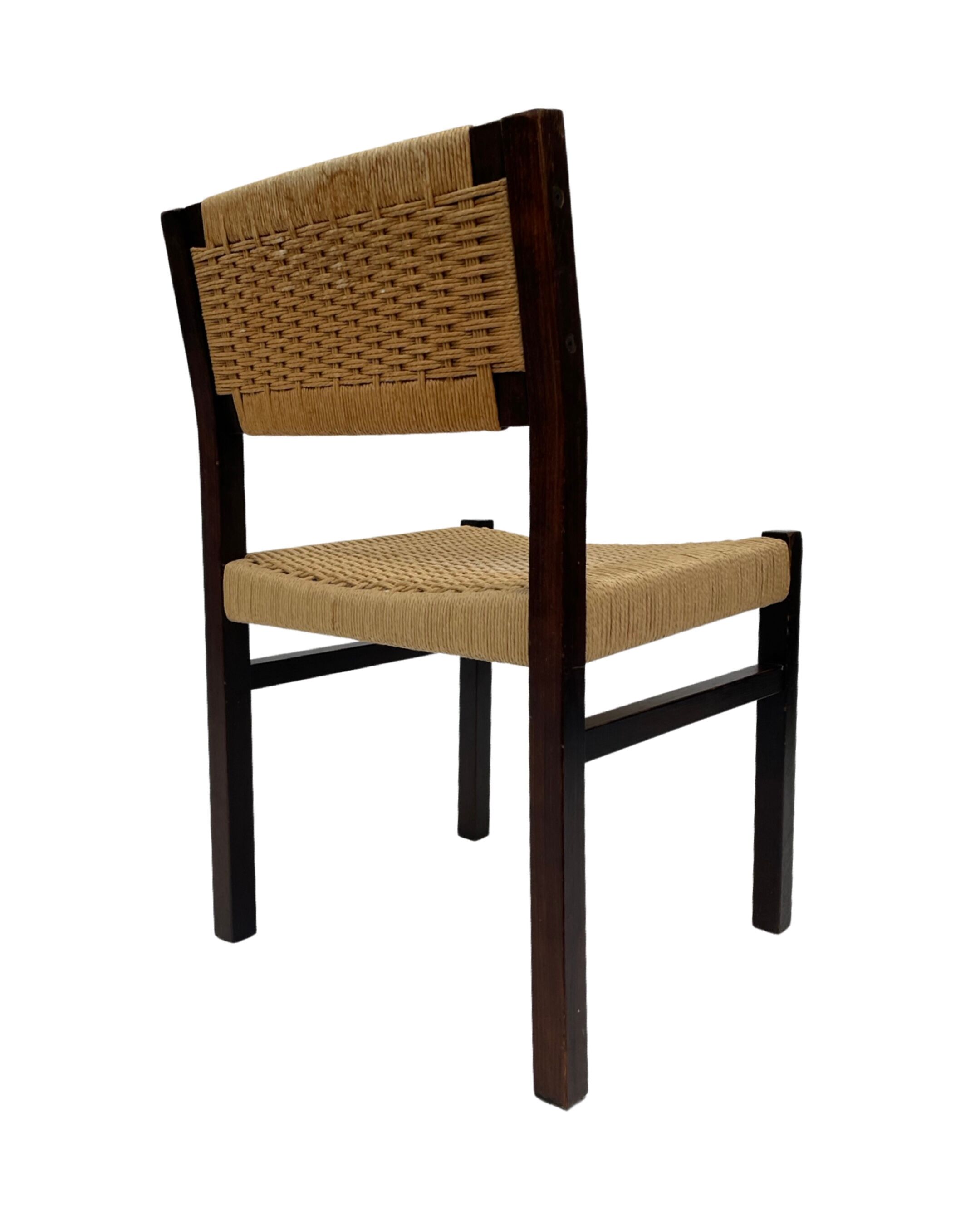 Vintage dining room chairs with papercord seat / 1970 design