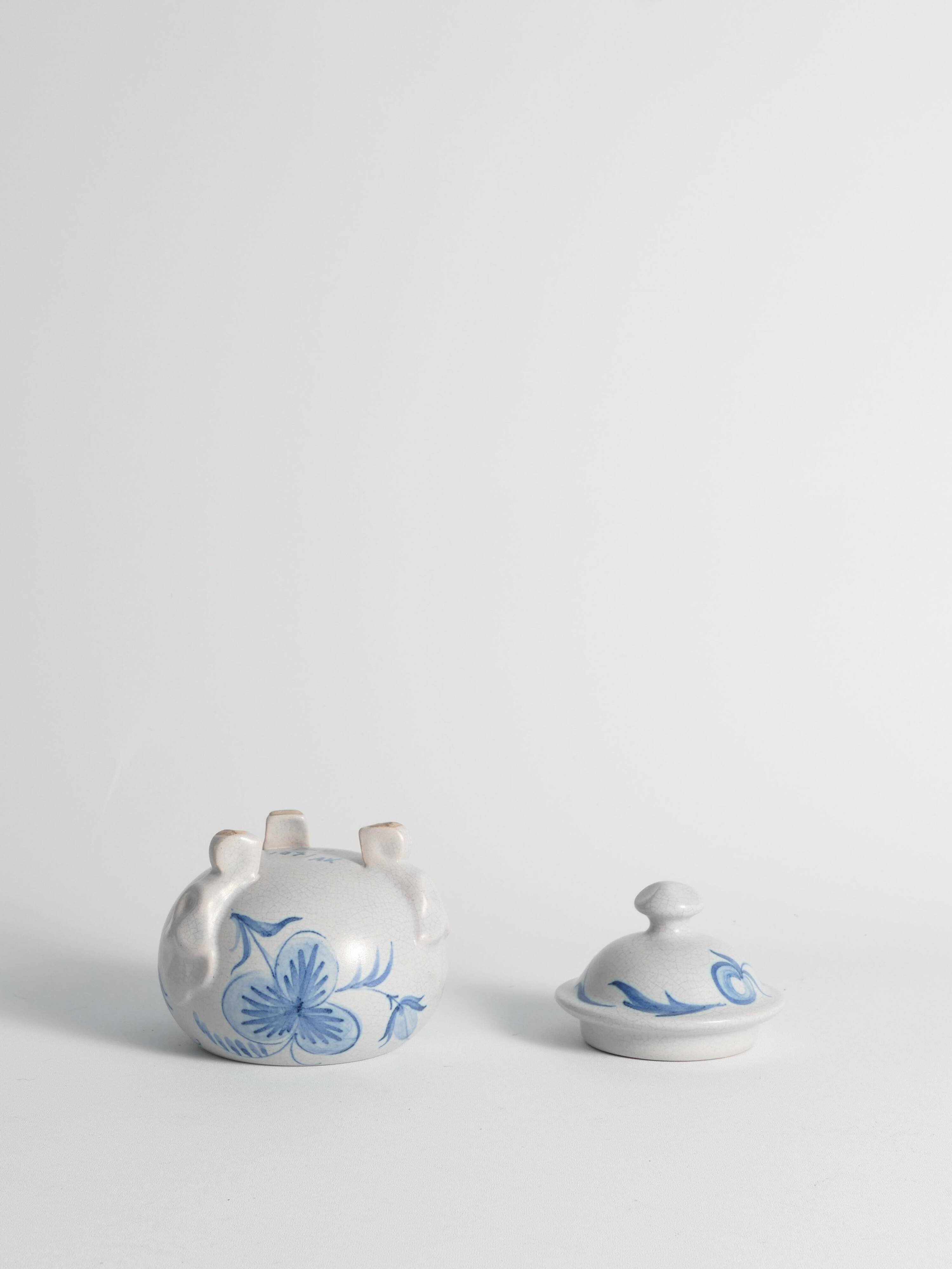 Swedish Grace French Blue Floral Decor Bonbonniere by Allan Eberling, Bo Fajans