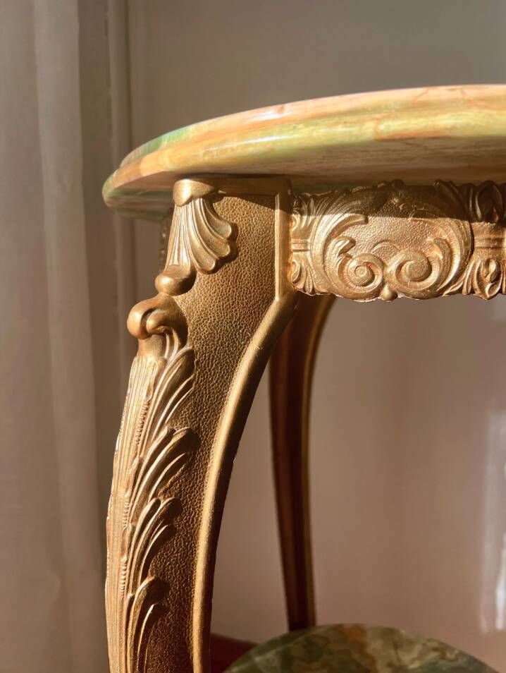 Pédestal en marbre vert vintage, table d'appoint, support d'exposition Hollywood Regency