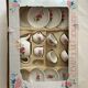 Miniature tea set with pink flowers for children