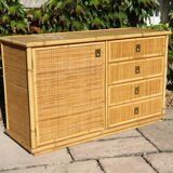 rattan and bamboo sideboard signed by Dal Vera Italy 1960