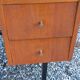 Vintage oak desk with a metallic base from the 1960s.