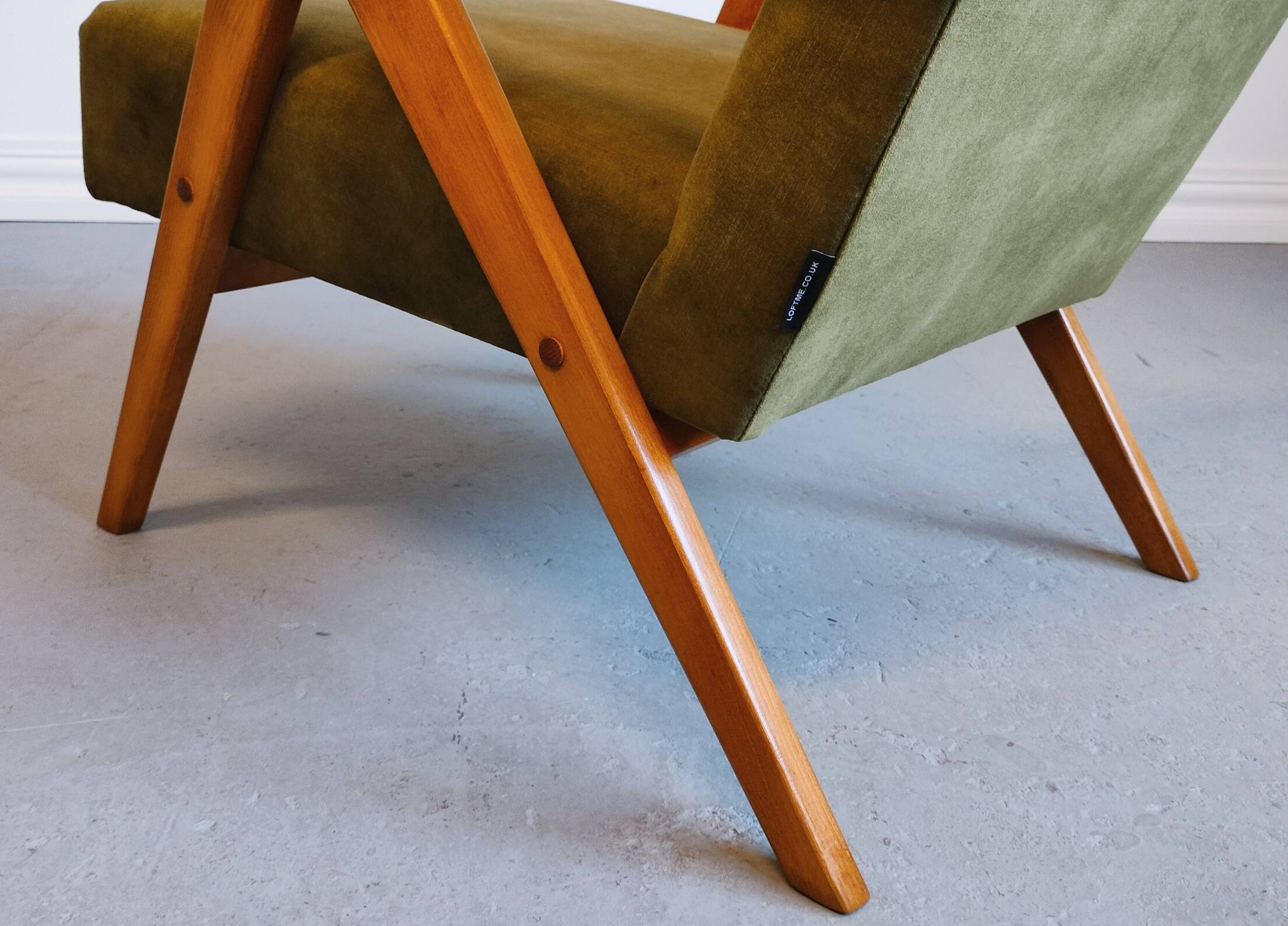 Mid Century Easy Chair Model B - 310 Var in Forest Green Velvet