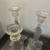 3 bougeoirs en verre transparent