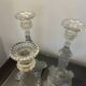 3 clear glass candle holders