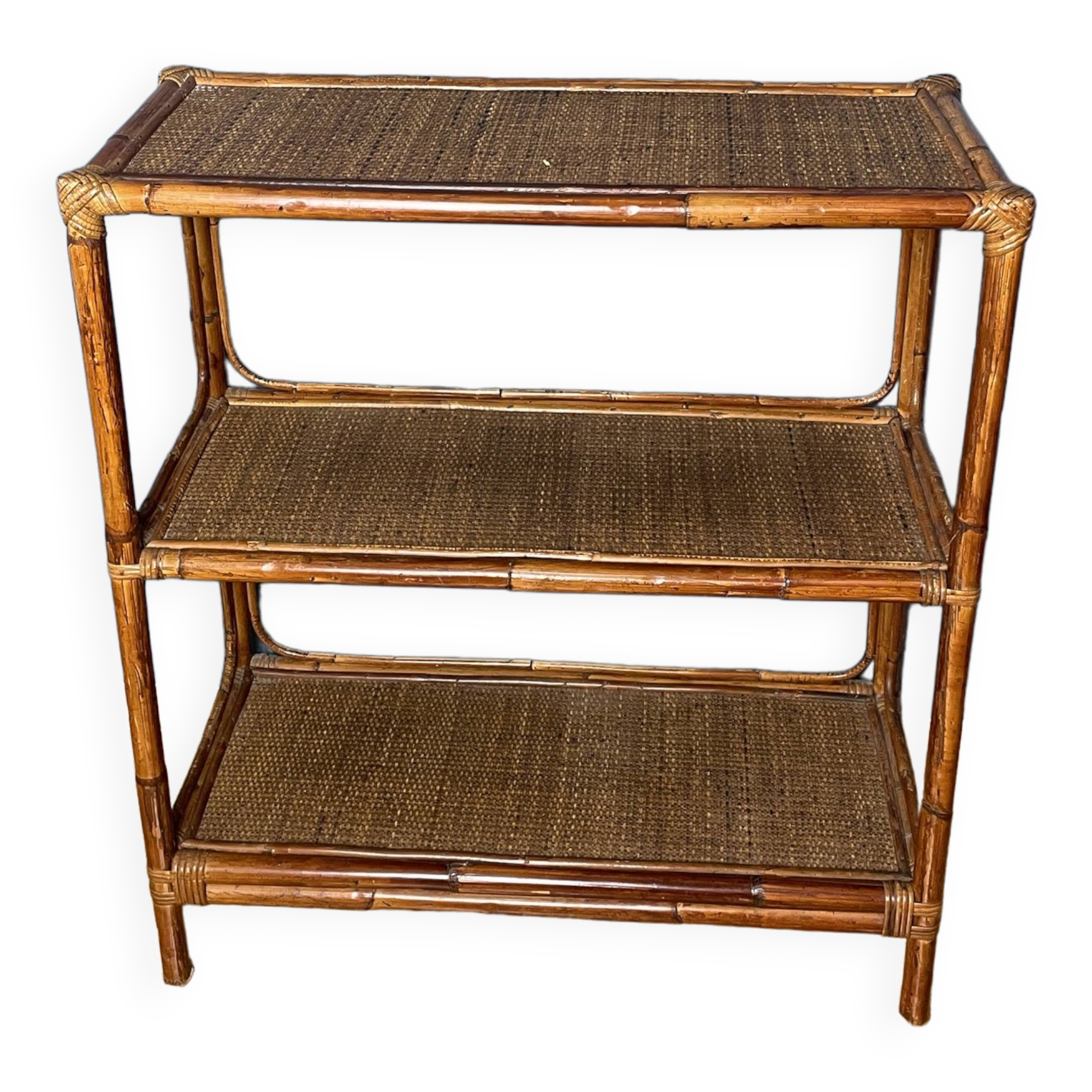 Vintage natural rattan shelf
