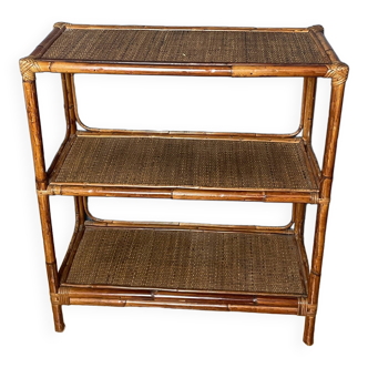 Etagère vintage en rotin naturel
