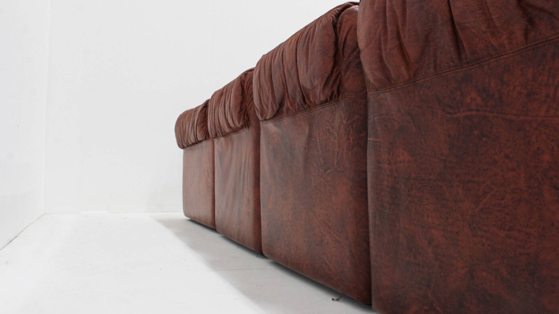 Vintage Seven Salotti modular sofa in cognac leather, Italy 1970s