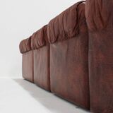 Vintage Seven Salotti modular sofa in cognac leather, Italy 1970s