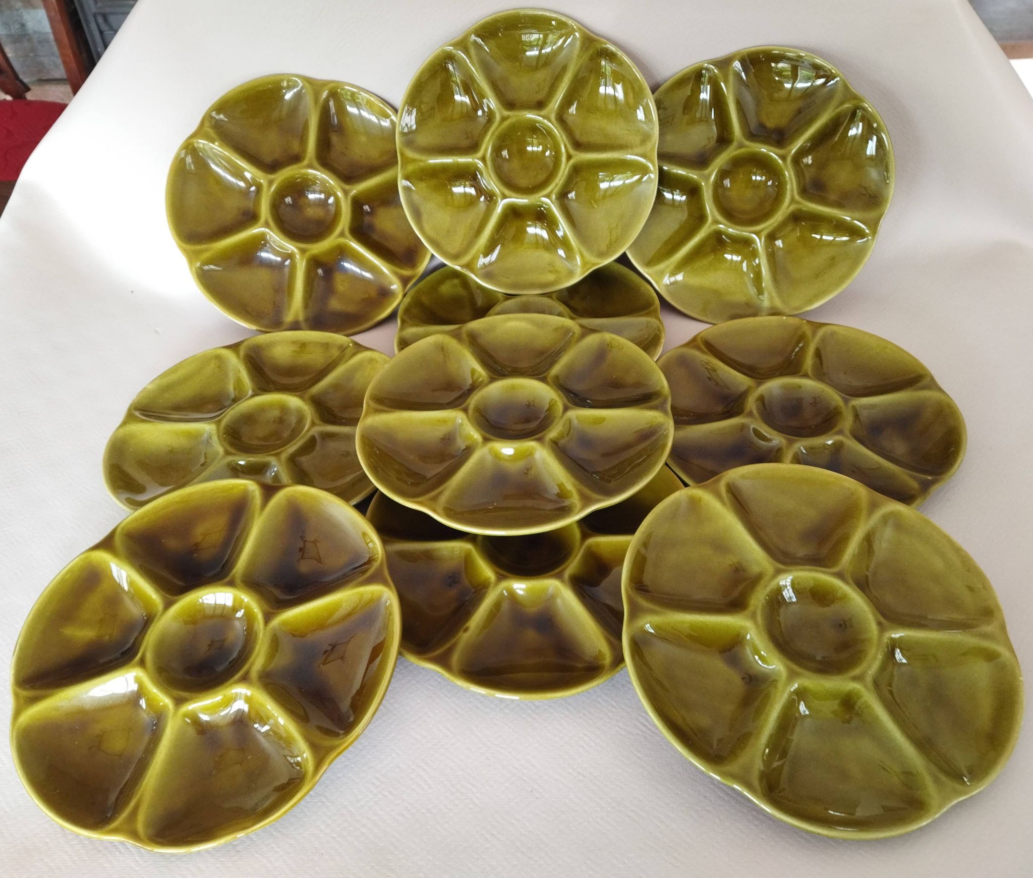 10 earthenware oyster plates from Gien