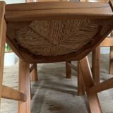 Vintage elm and straw chairs Maison Regain