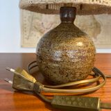 Lamp stoneware pyrite lampshade wool La Borne