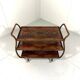 Anglo-Indian teak serving trolley with brass inlays from the 1930s-1940s.