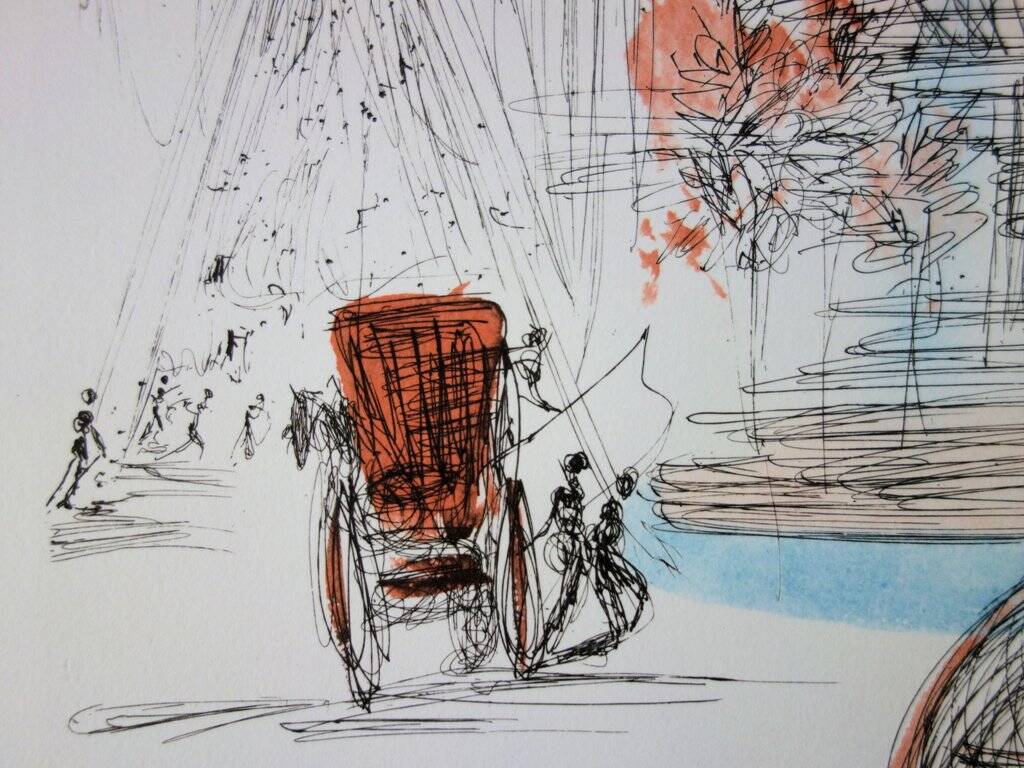 Salvador dali: new york city - plaza, signed lithograph - 1981