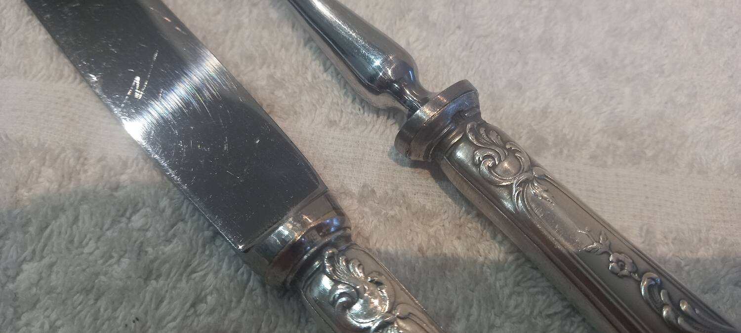 2-piece carving set, silver plated metal, Ercuis LXV 29