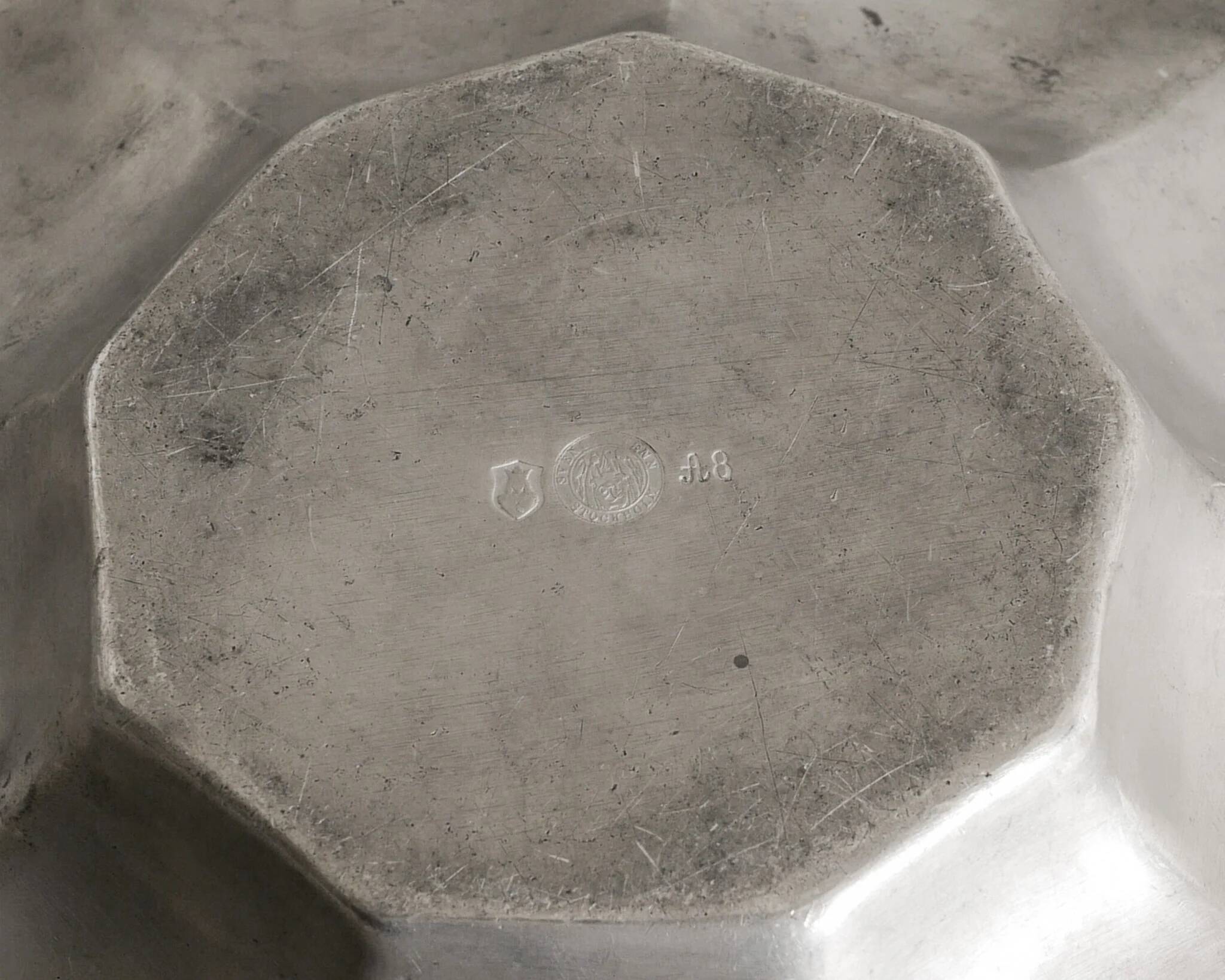 Vintage Swedish Modern Pewter Floral Dish by Estrid Ericson, 1920s