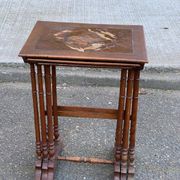 3 nesting tables in Art Nouveau style, made of solid wood and marquetry from the 19th century.