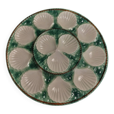 Plat à huitres ou coquillages faïence barbotine Longchamp