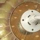Large vintage pendant lamp in mother-of-pearl and brass