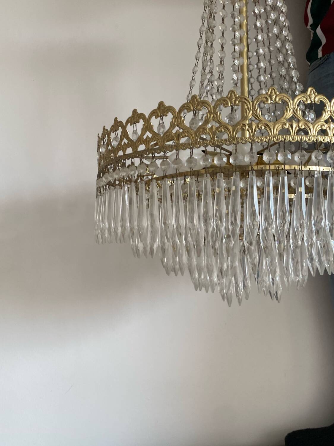 Antique brass hot air balloon chandelier with tassels