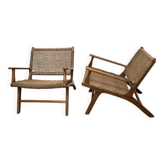 Pair of Olivier de Schrijver armchairs in rope