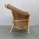 Vintage organic rattan armchair and round coffee table set, 1980s-1990s