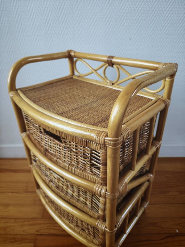 Commode vintage en rotin et osier