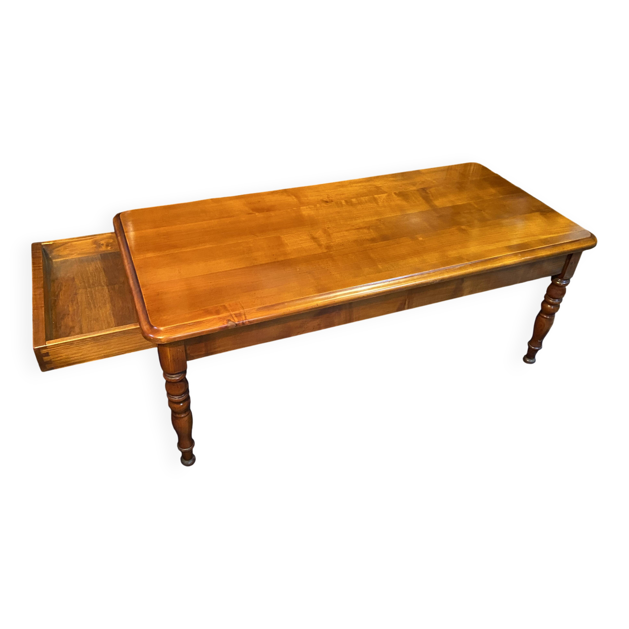 Solid cherry wood coffee table with 2 drawers