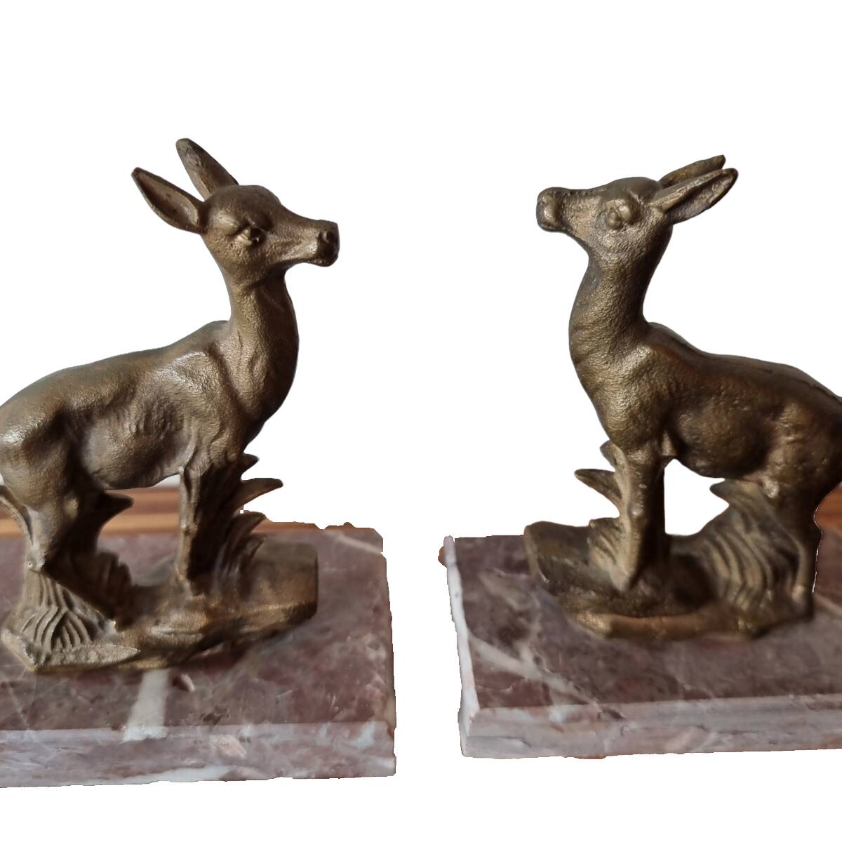 Art deco deer bookends on marble from the 70s