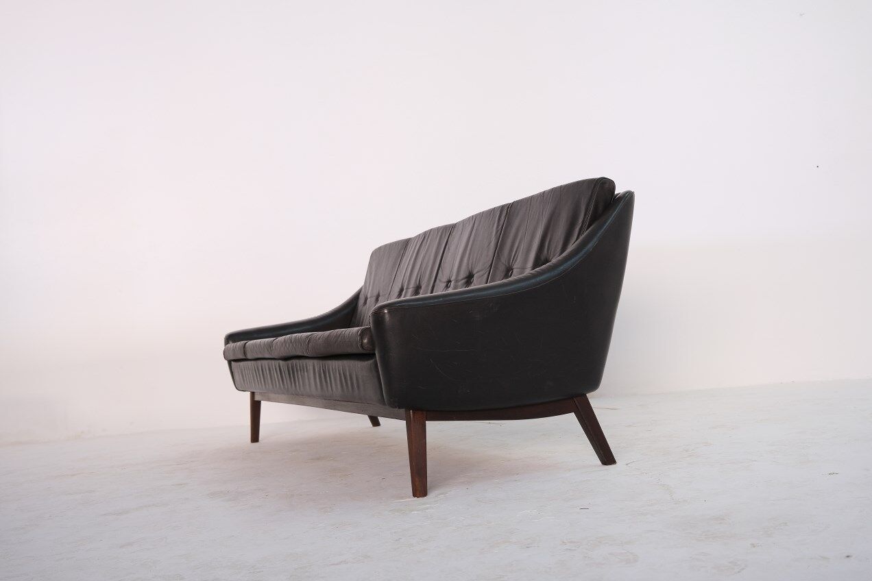 Mid-Century Teak and Leather 4-Seater Sofa by Svane Ekornes, 1960s