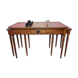 Louis Philippe style chess table and chess game with leather and wood tablets