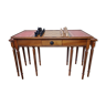 Table d'échecs de style Louis Philippe et jeu d'échecs avec tablettes en cuir et bois