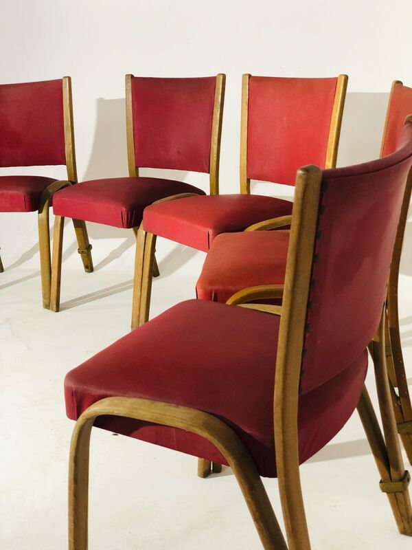 Suite De 5 Chaises Vintage Bow-wood Pour steiner
