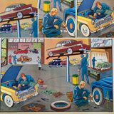 School poster 1960 framed double-sided n14bis The butcher charcutier- n 15 The garage