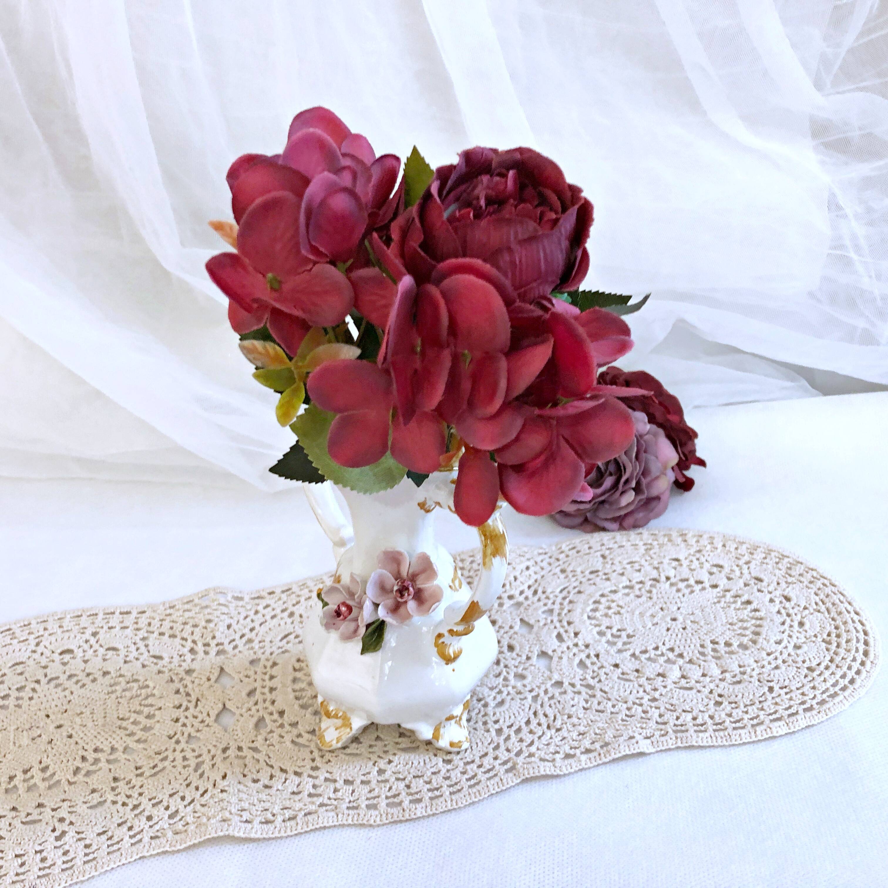 Amphora-shaped earthenware vase with floral slip BASSANO Italy