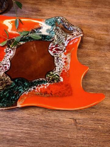 Vallauris Tray/Cup in Orange and Brown Gradient