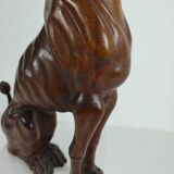 Hand-carved wooden greyhound statue - 20th century