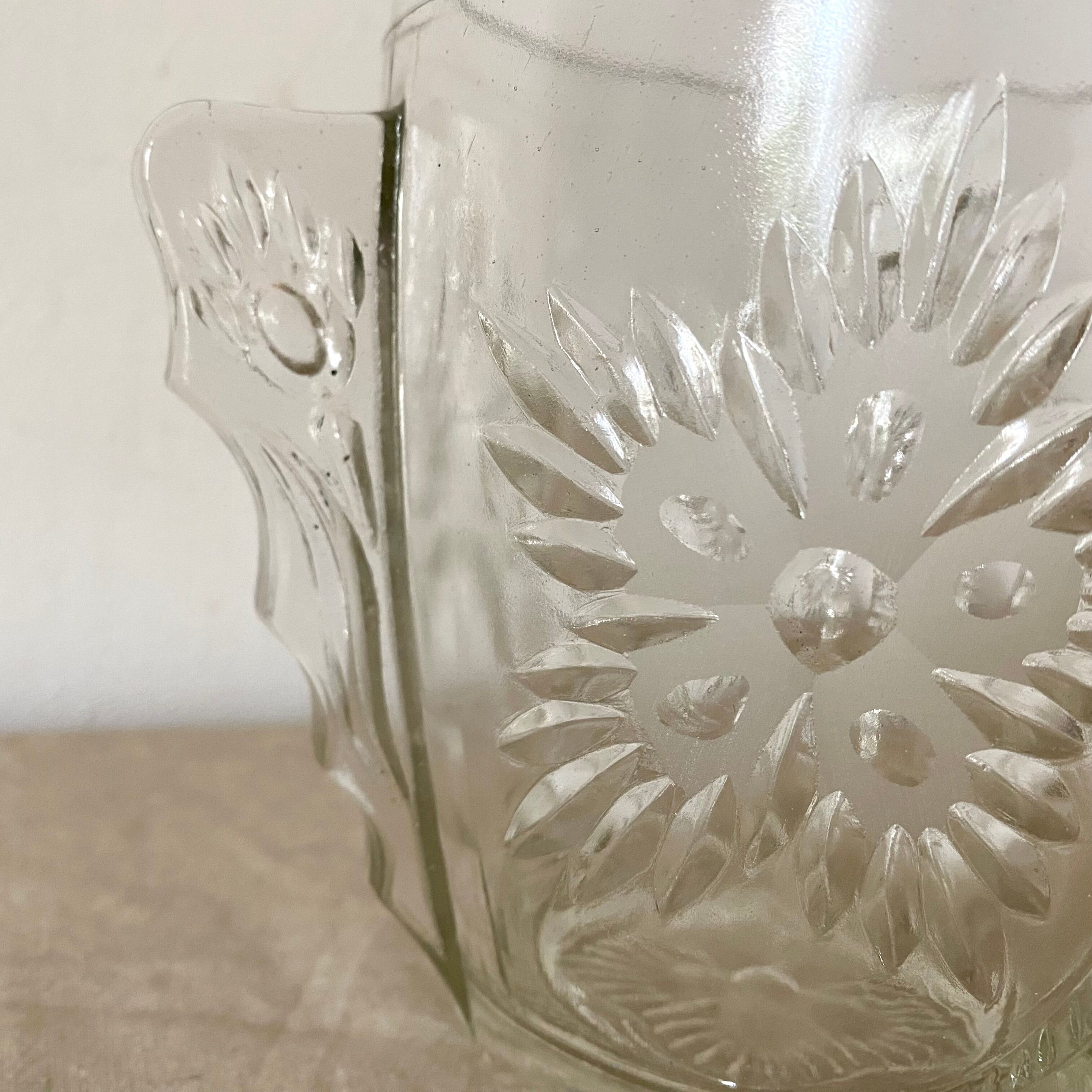 Art Deco chiseled glass ice bucket