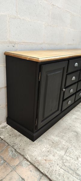 Craft furniture black patina two doors and eight drawers